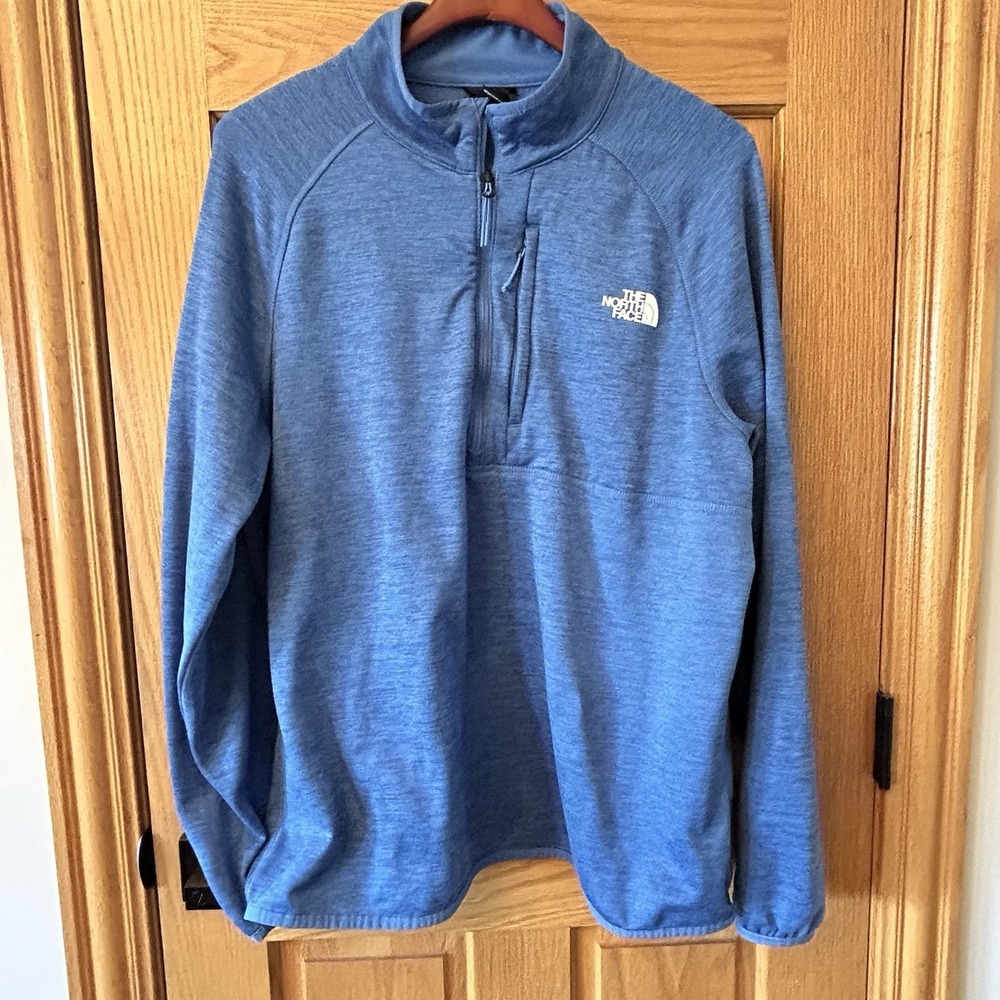 The North Face Tech Glacier 1/4 Zip Fleece Pullover Blue Heather XL Mens Comfy